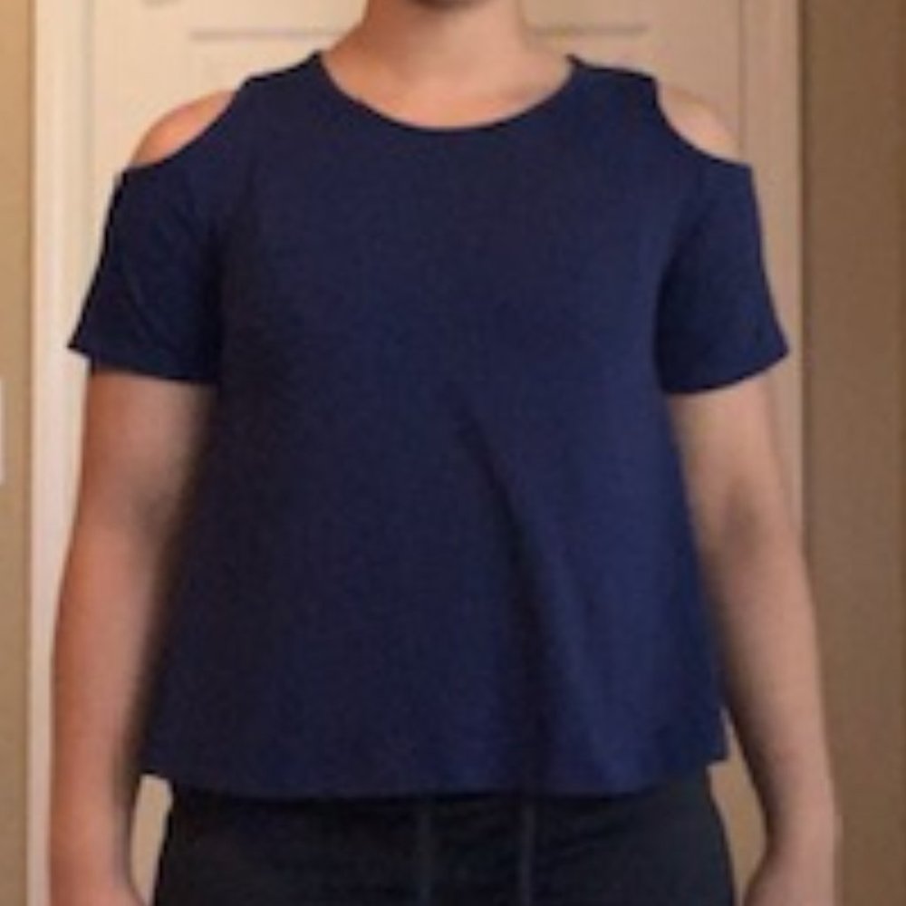 Navy Blue Shirt w/ Shoulder Cut Outs
